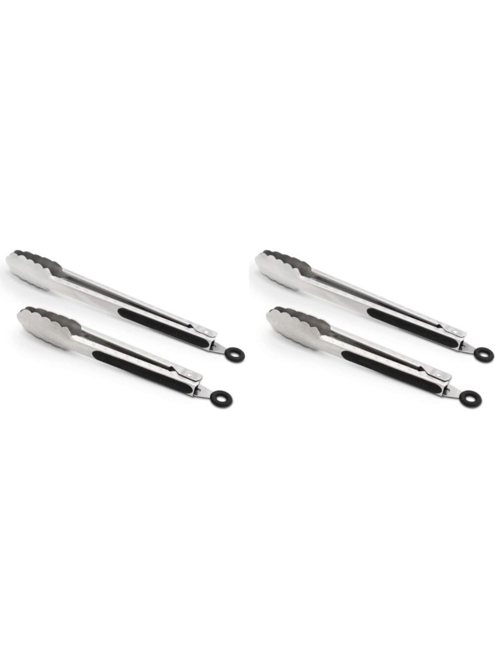 Stainless Steel Cooking Tongs Set - 9" & 12" Grilling BBQ Locking Food Tongs